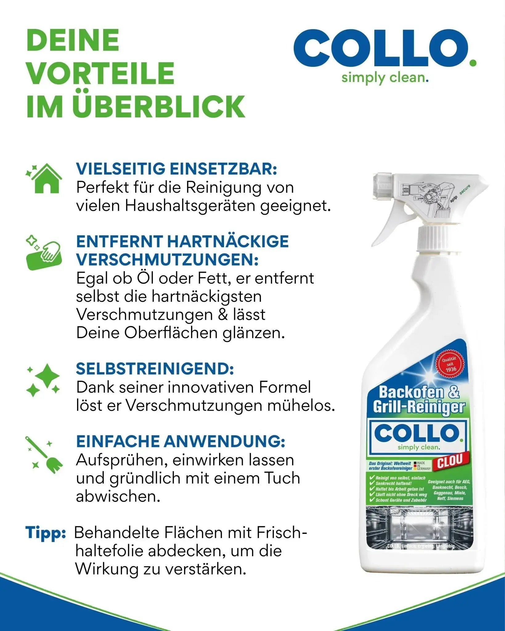 Vorteilsset: 5x Clou - Grill - und Backofenreiniger - Backofen reinigen - Grill reinigen -0064.5 - COLLO. simply clean.