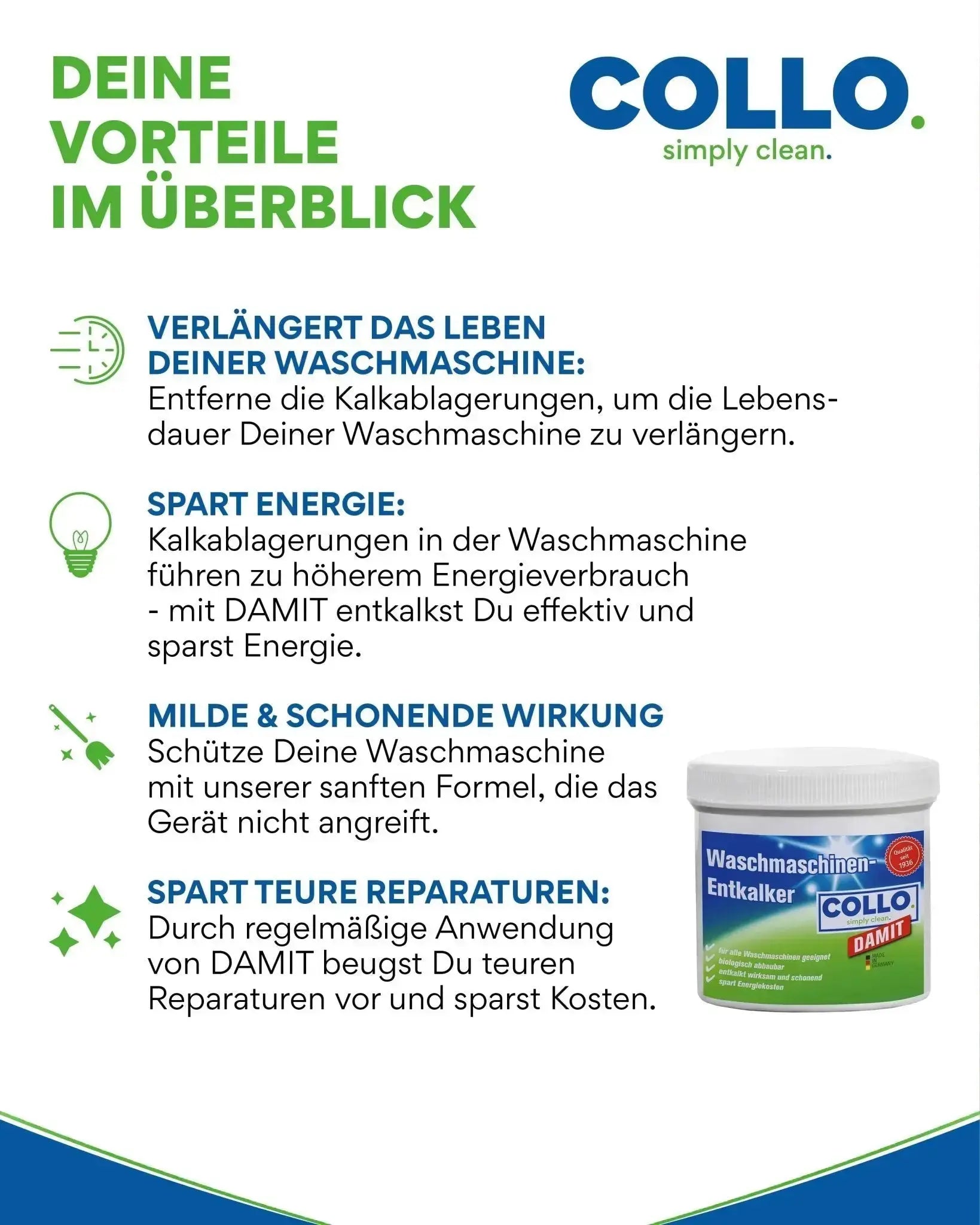 Vorteilsset: 5x Damit - Waschmaschinenentkalker - Waschmaschine entkalken - 0022 01.5 - COLLO. simply clean.