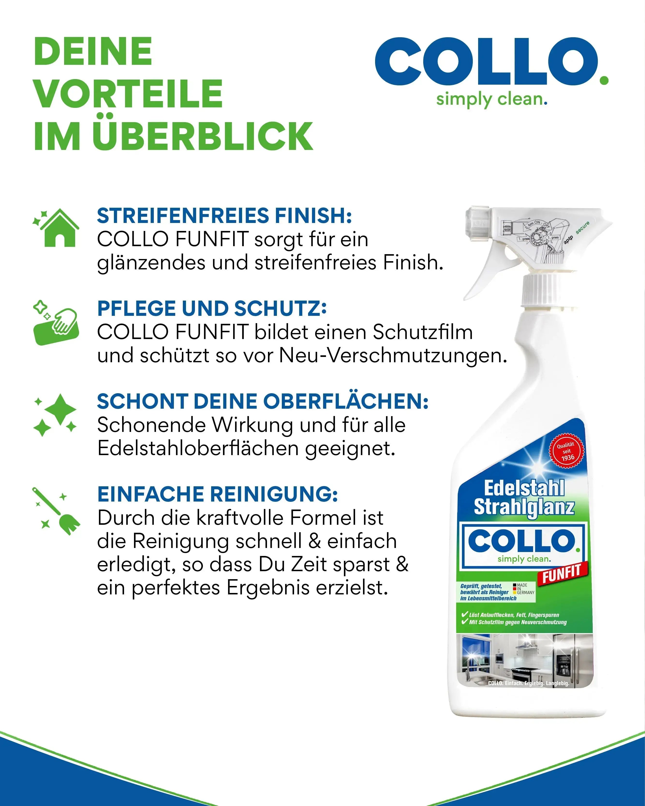 Vorteilsset: 5x Funfit - Edelstahlreiniger & - Pflege - Edelstahl reinigen - 0067.5 - COLLO. simply clean.