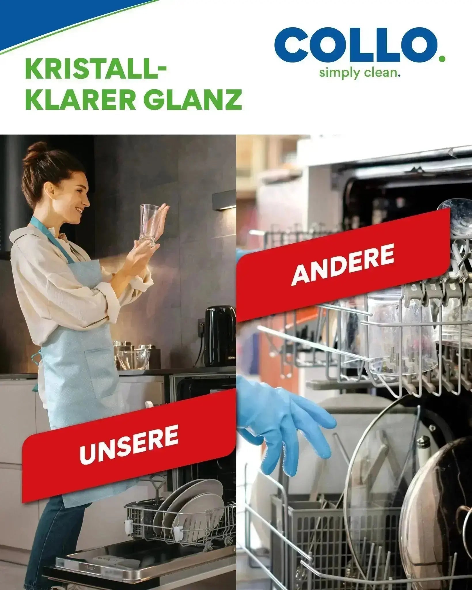 Vorteilsset: 5x Spülmaschinenpulver - 1 kg - 0093.5 - Spülmaschine Gläser milchig  - COLLO. simply clean.