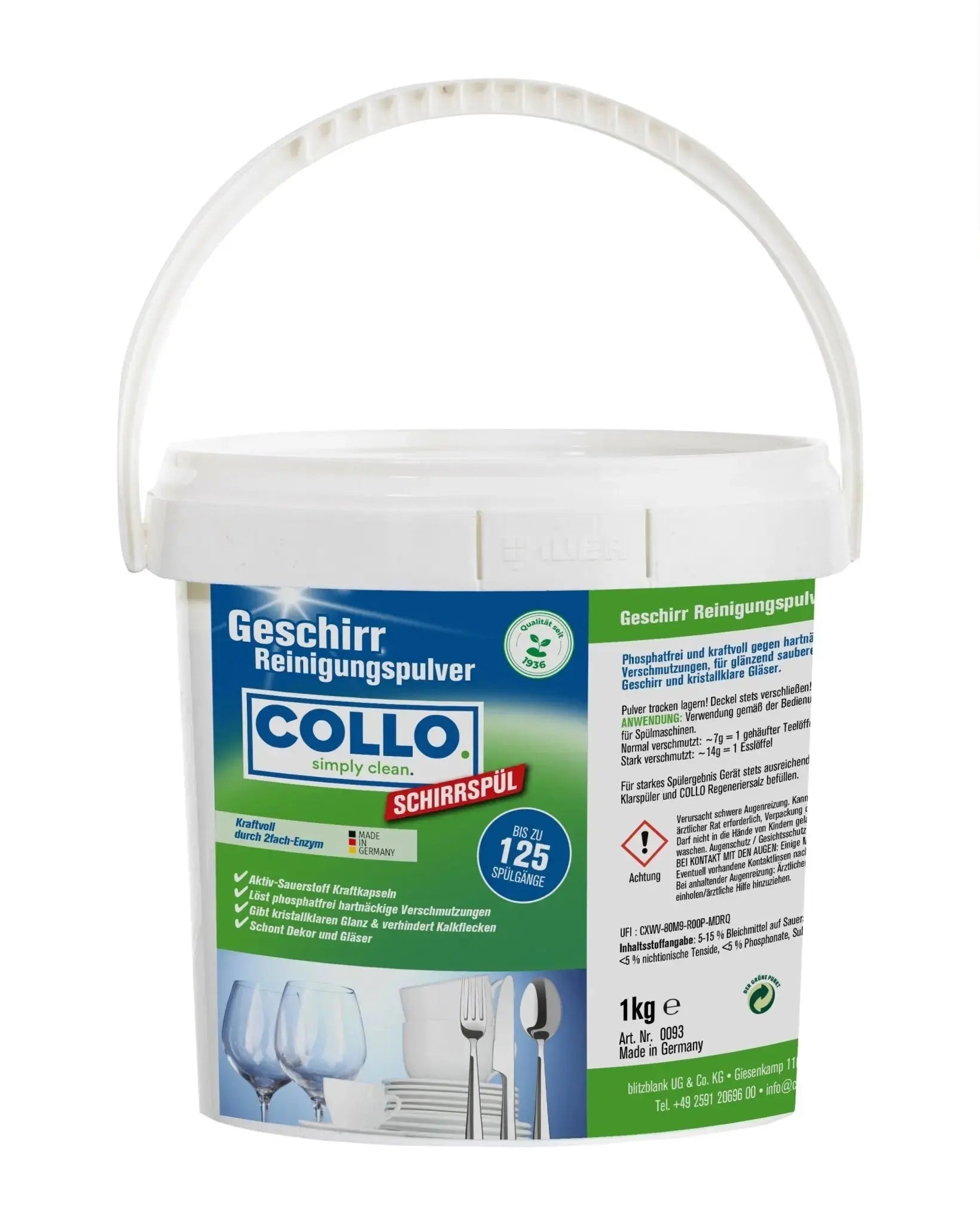 Vorteilsset: 5x Spülmaschinenpulver - 1 kg - 0093.5 - Spülmaschine Gläser milchig  - COLLO. simply clean.